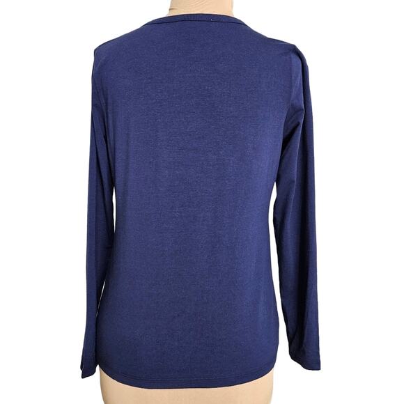 MICHAEL Michaek Kors Top Womens Small Gold Toned Shoulder Cutout Blue Cotton - Picture 2 of 13